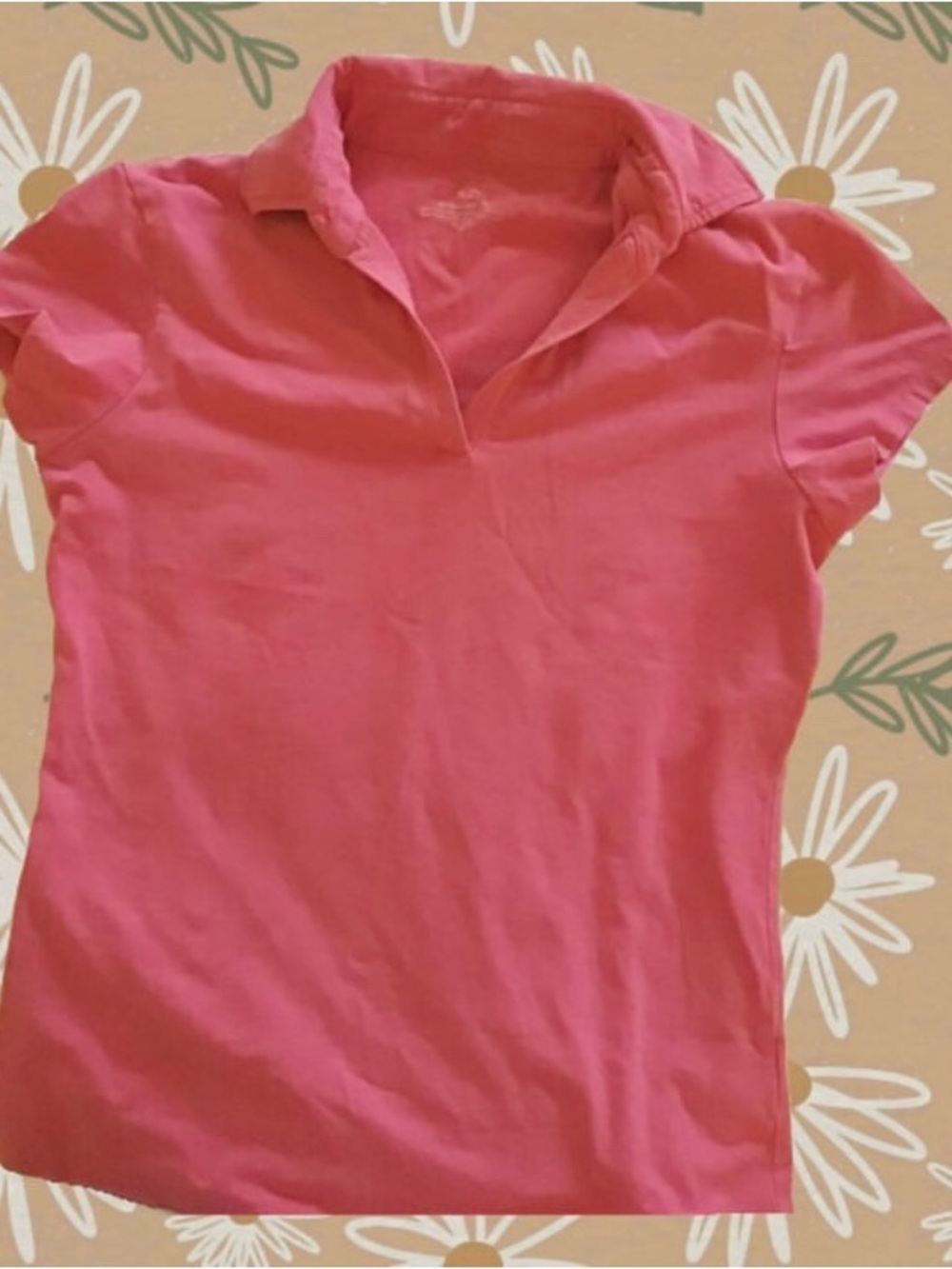 Suzy Shier Pink Polo-Style Crop Top